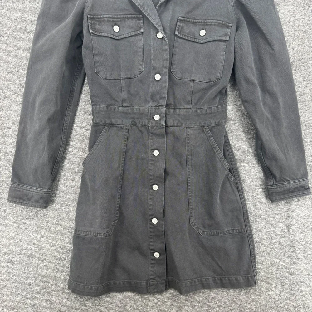 Rails‎ Lisette Carbon Black Button Down Puff Sleeve Mini Dress Denim Preppy  XS - Picture 4 of 8